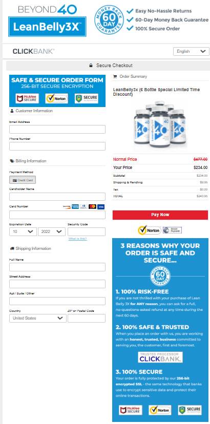 Lean Belly 3X - Secure Order Page